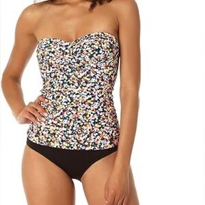 NWOT Anne Cole Womens Twist Front Shirred Bandeau Tankini Swim Top